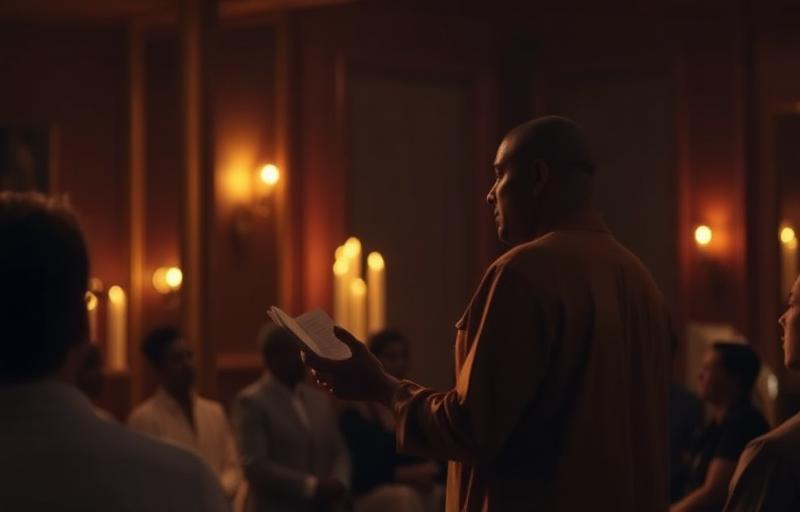 Palestra espiritual em ambiente acolhedor